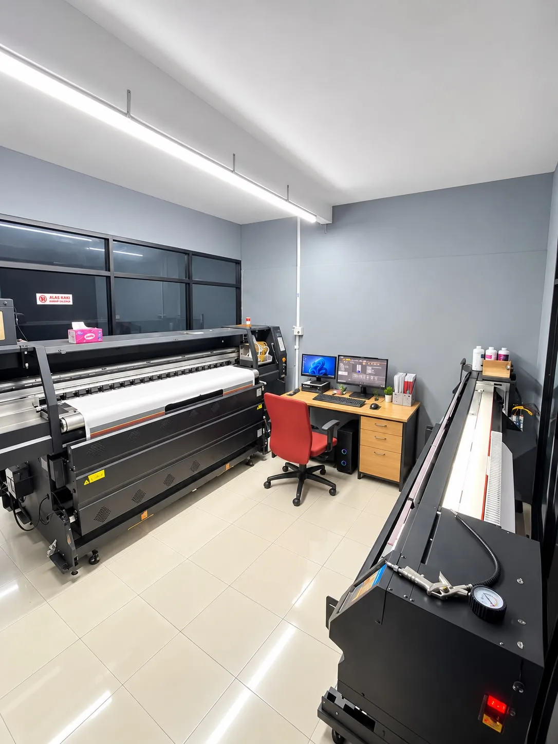 Mesin printing format lebar dan komputer pengoperasian